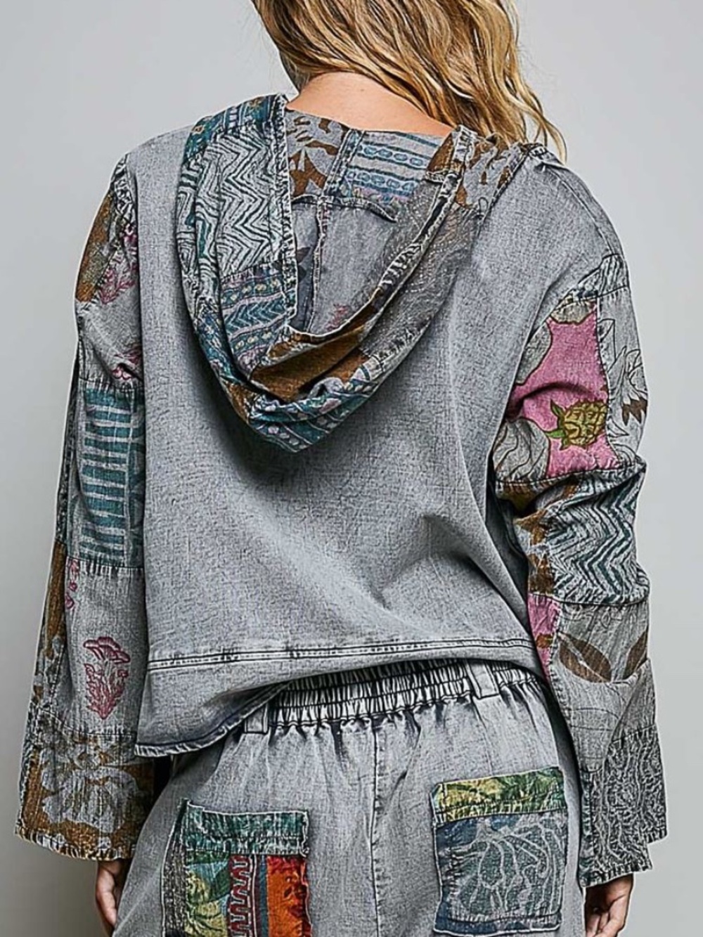 POL Floral Tropical Print Hoodie Cotton Long Sleeve top - Picture 2 of 3